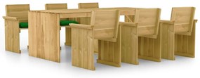 vidaXL 7 pcs conj. de jantar p/ jardim c/ almofadões pinho impregnado
