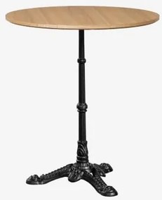Mesa De Bar Redonda Em Mdf Azteca Ø70 Cm & Castanho Madeira Natural - Preto - Sklum
