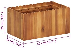 Vaso/floreira de jardim 50x30x25 cm madeira de acácia maciça