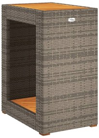 Mesa apoio jardim c/ tampo madeira 60x40x75 cm vime PE cinzento