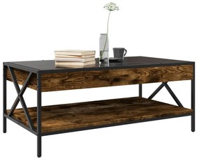 Mesa de centro luzes LED Infinity 90x50x38 cm carvalho fumado