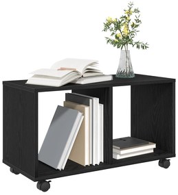 Mesa de Apoio vidaXL com Rodas Preto Carvalho 72x33x42,5 cm Madeira En