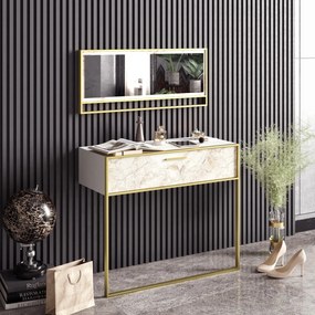 Aparador Polka – Dourado e Branco – 90x76,8x38,5 cm