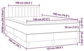 Cama box spring c/ colchão e LED 120x190 cm tecido preto