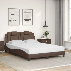 Cama com colchão 140x190 cm couro artificial castanho