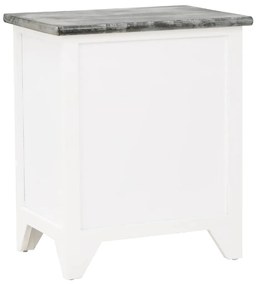 Mesa-de-cabeceira 38x28x45 cm madeira paulownia cinzento/branco