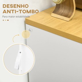 Cómoda Moderna com 3 Gavetas de Madeira 70x37x75 cm para Dormitório Carga Máxima 40 kg Branco e Madeira