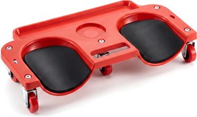 Ajoelhador de Oficina com Rodas e Tabuleiro para Ferramentas, 50 x 25,5 x 9 cm, Almofadas em Espuma EVA, Vermelho