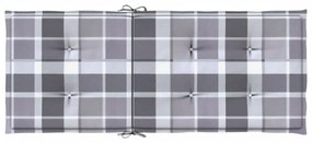 Almofadões cadeiras altas de jardim 6pcs tecido xadrez cinza