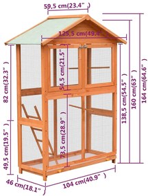 Gaiola para pássaros 125,5x59,5x164 cm pinho e abeto maciços