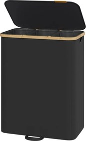 Cesto da roupa suja com tampa 170L, 60 x 38,5 x 75 cm Preto