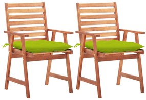 vidaXL Cadeiras de jantar p/ jardim 2 pcs c/ almofadões acácia maciça