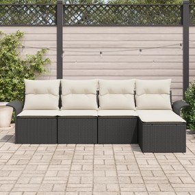 Conjunto de Sofá de Jardim vidaXL de 5 Peças com Almofadas de Rattan P