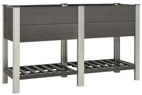 vidaXL Canteiro elevado jardim c/ prateleira 150x50x90 cm WPC cinzento