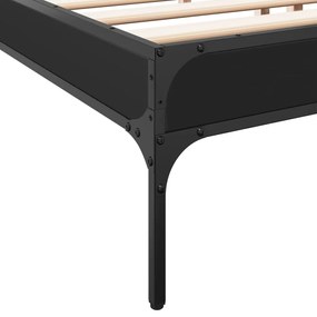 Estrutura de cama 200x200 cm derivados de madeira/metal preto