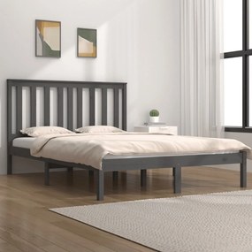 vidaXL Estrutura de cama 120x200 cm madeira de pinho maciça cinzento