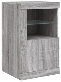 Aparador com luzes LED 123x37x67 cm cinzento sonoma
