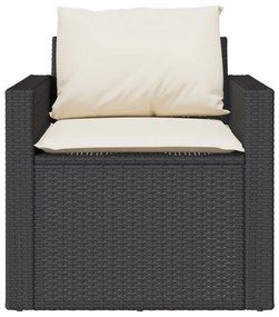 4 pcs conjunto de sofás para jardim c/ almofadões vime PE preto