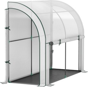 Outsunny Estufa montada na parede, Casa de cultivo acessível, Cobertura de plástico, 300 x 80 x 157 cm, Branco | Aosom Portugal