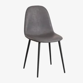 Cadeira De Jantar Glamm Em Couro Sintético Cinza Antracite & Preto - Sklum