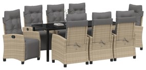 Conjunto de Jantar de Jardim de 9 Peças Bege Rattan Poliéster