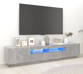 Móvel de TV com luzes LED 200x35x40 cm cinzento cimento