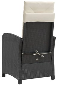 Cadeiras jardim reclináveis 2 pcs c/ apoio de pés vime PE preto