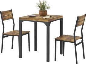 Conjunto de mesa de jantar com 2 cadeiras encaixáveis, para cozinha, sala de estar e casa, estilo rústico
