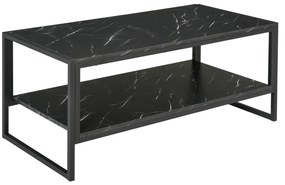 HOMCOM Mesa de Centro Estilo Moderno com 2 Prateleiras 106x50x47 cm Preto | Aosom Portugal