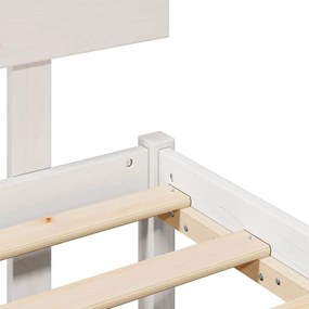 Estrado de Cama com Cabeceira Branco 140x190 cm Madeira Pinho