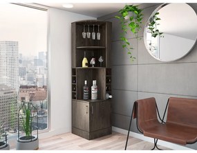 Bar de Canto com Suporte Copos, para sala, cozinha 180,6 cm a x 46,9 cm p x 46,9 cm, Castanho