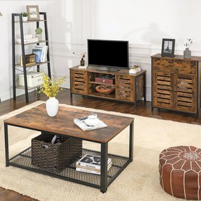 Aparador lateral com gaveta e com portas de persiana 70 x 30 x 80 cm Castanho Vintage