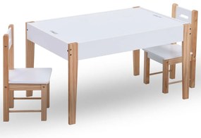 Mesa c/ quadro/arrumação desenho e cadeiras 3 pcs preto/branco