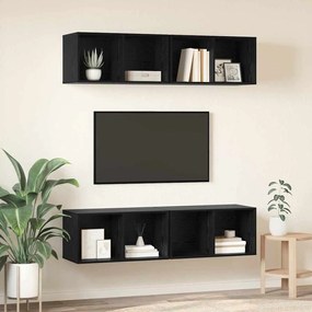Gabinete de TV de Parede 4 pcs Carvalho preto 37 x 37 x 72 cm