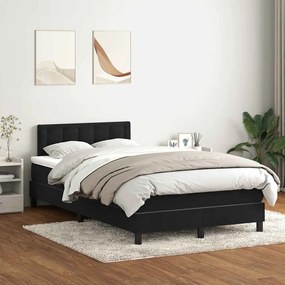 vidaXL Cama com molas/colchão 120x210 cm veludo preto