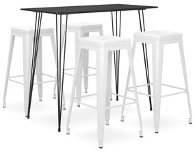 vidaXL 5 pcs conjunto de bar preto e branco