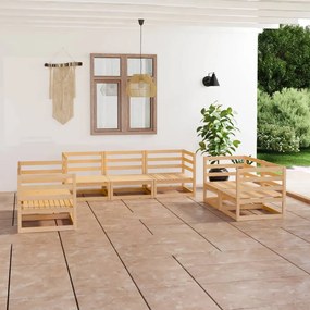 vidaXL 7 pcs conjunto lounge de jardim pinho maciço