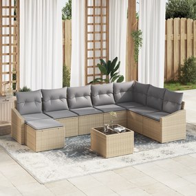 Conjunto de Jantar de Jardim de 9 Peças com Almofadas Vime PE Preto