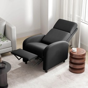 Poltrona relax, poltrona reclinável de sala, poltrona de relaxamento - encosto ajustável até 160°, apoio para os pés integrado Preta