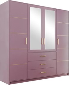 Roupeiro Delbalo 101, Roxo, 200x196x58cm, 175 kg, Portas para roupeiro: Com dobradiças, Número de prateleiras: 8, Número de prateleiras: 8