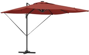 Parasol Cantilever Roma da com LEDs em terracota - 286 x 285 x 270 cm,