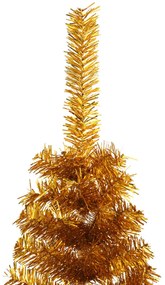 Meia árvore de Natal artificial com suporte 180 cm PET dourado