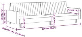 Sofá-cama de 2 lugares veludo cinzento-claro