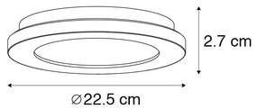 Plafon circular preto 22,5cm regulável-3-etapas LED IP44 - STEVE Moderno