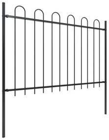 Cerca de jardim com topo em aros 10,2x1,2 m aço preto
