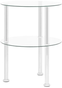 Mesa de apoio c/ duas prateleiras 38cm vidro temp. transparente
