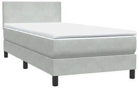Cama com molas/colchão cinzento-claro 80x210 cm veludo