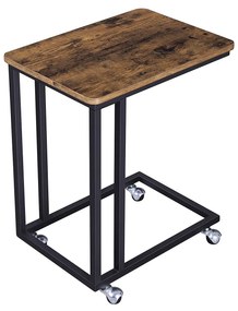 Mesa de apoio de design industrial com rodas 50 x 55 x 35cm Castanho Vintage-preto