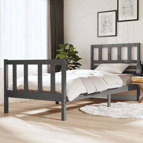 vidaXL Estrutura cama solteiro 90x200 cm madeira maciça cinzento