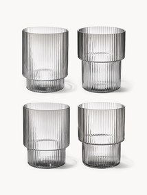 Copos artesanais com relevo canelado Ripple, 200 ml, conjunto de 4